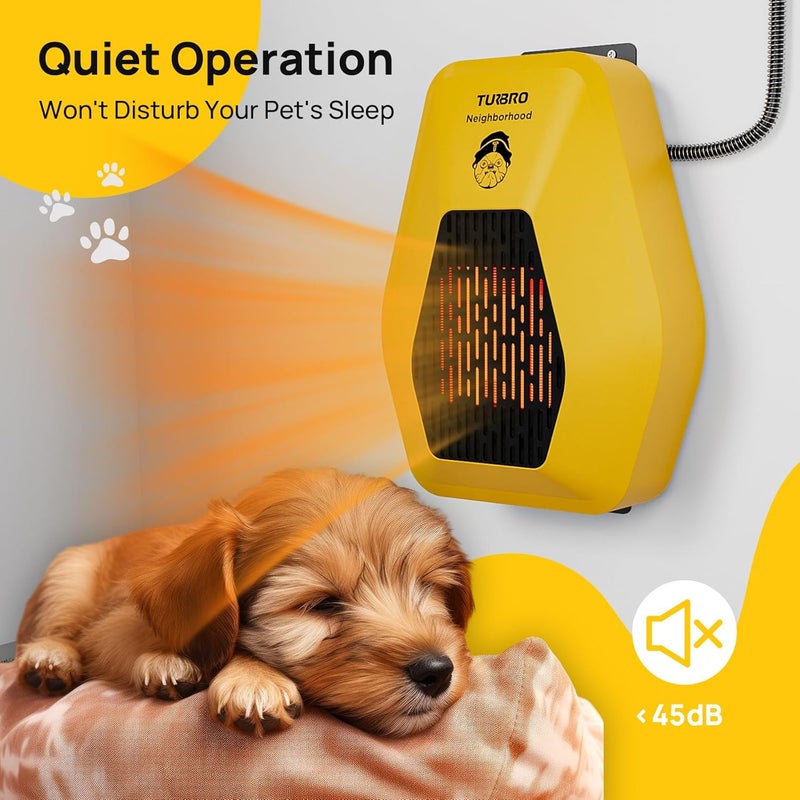 TURBRO Neighborhood DH800A Dog House Heater 800W, Wall Mount, 10ft Anti Bite Cord, Waterproof Control, Overheat Protection, Electric Warmer for Hound Kennel Cat Cage Chicken Coop, UL Test Passed - Image 5